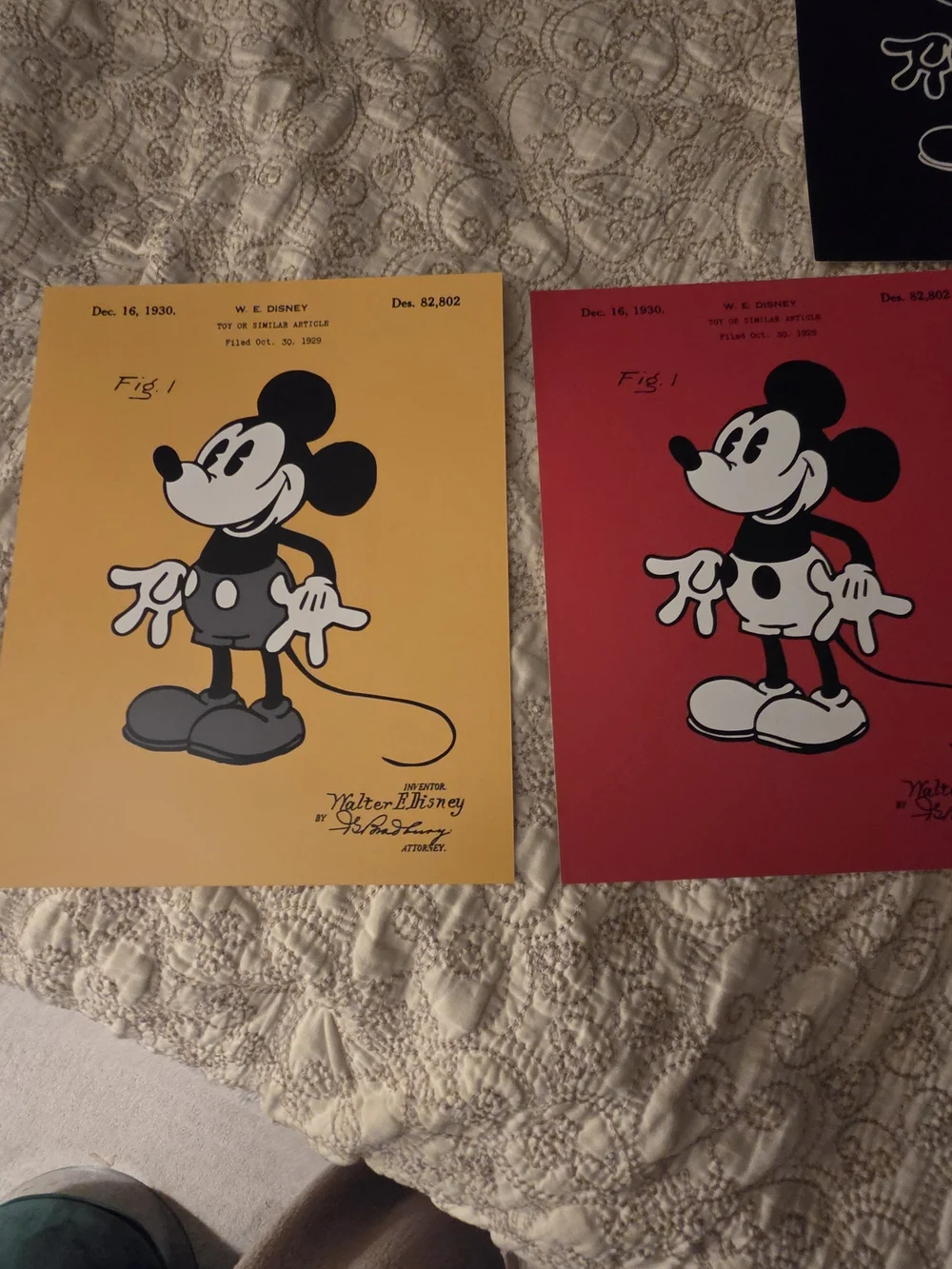 Disney Mickey Mouse Patent Art Prints 1930 Vintage Style Wall Decor Set